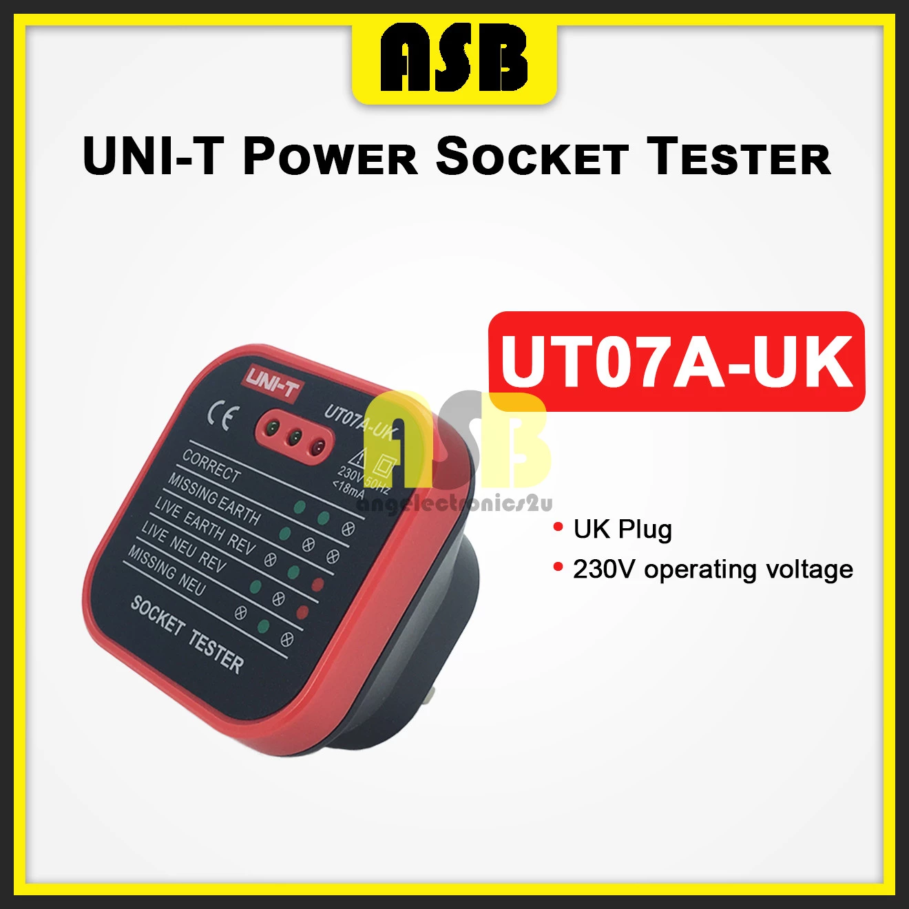 (1pc) Uni-T UT 07A UK Power Socket Tester / Penguji Soket ( 362002193 )