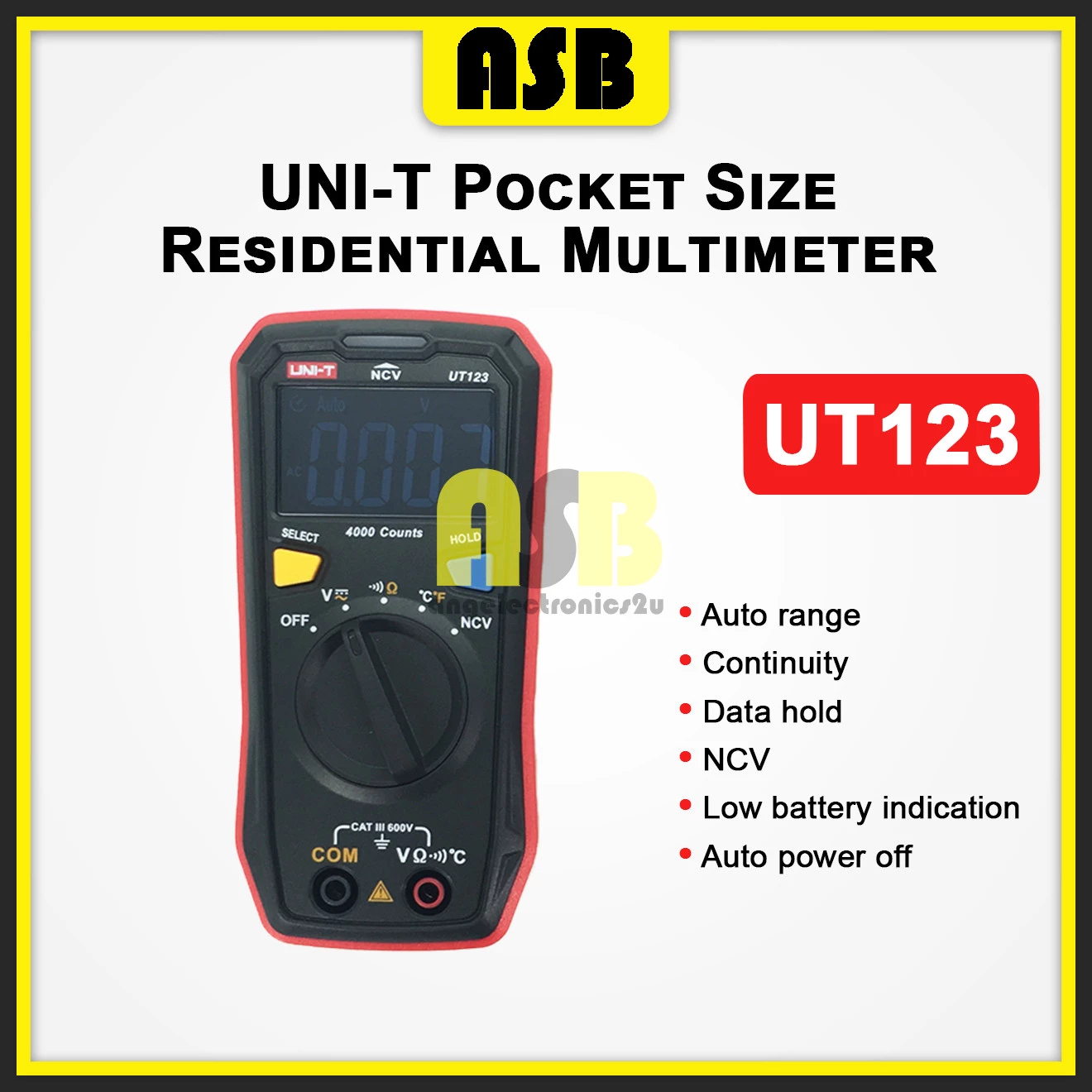(1pc) Uni-T UT 123 Pocket Sized Residential Multimeter ( 362002194 )