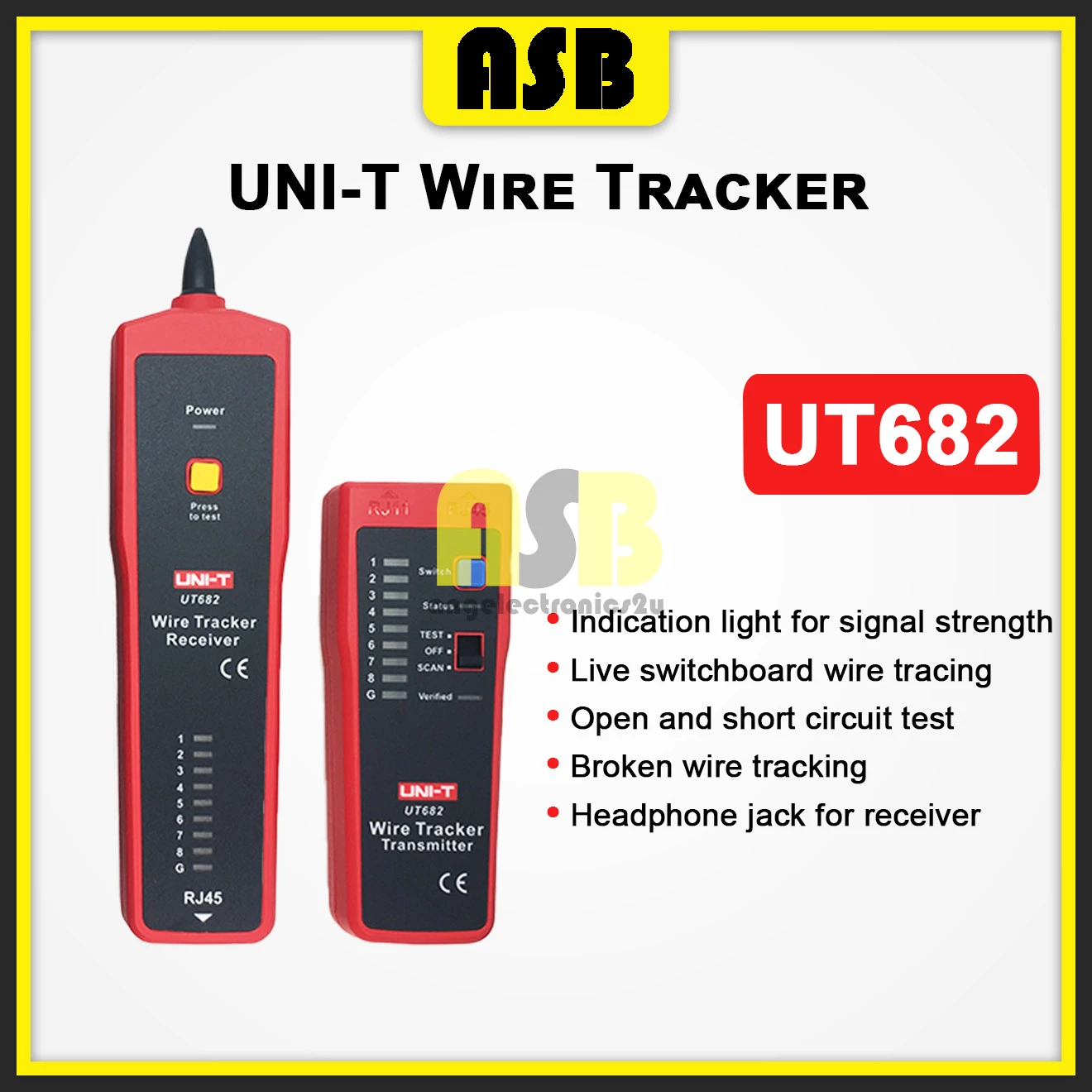 (1pc) Uni-T UT 682 Wire Tracker / Tracer ( Ethernet / Telephone / Power Cables ) Cat 5e / Cat 6 / RJ 11 / RJ 12 / RJ 45