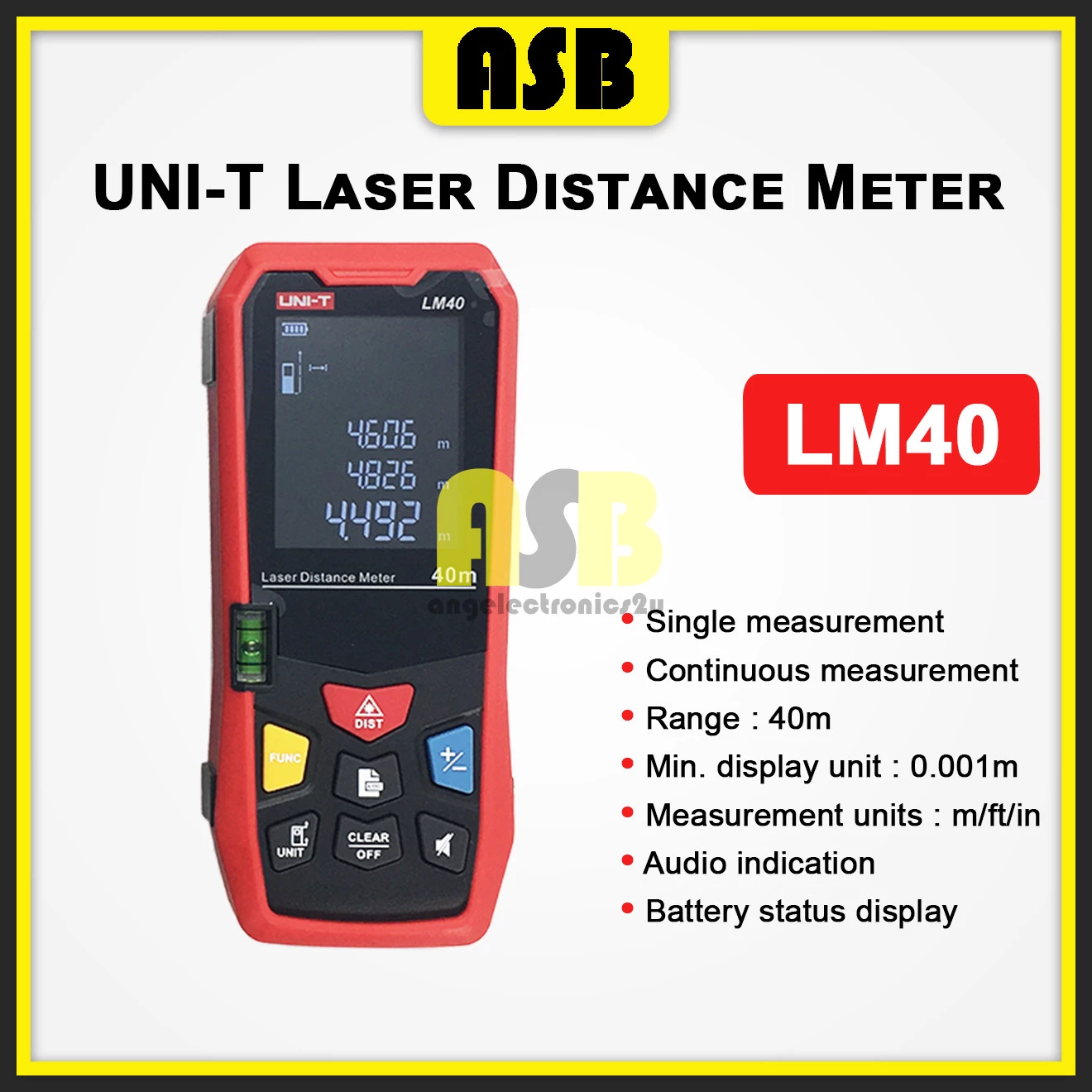 (1pc) Uni-T LM 40 Laser Distance Meter ( 40 Meter ) Meter Jarak Laser ( 362011025 )