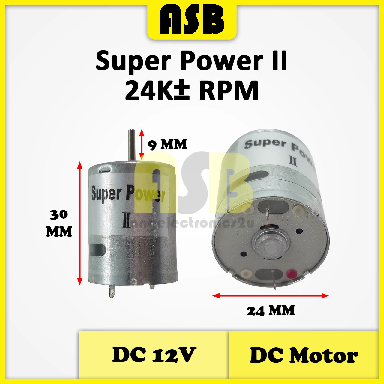 (1pc) DC Motor DC12V ( Super Power II / Yellow / SQUARE )