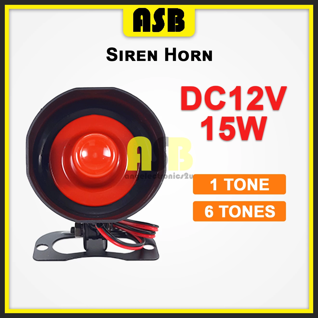 (1pc) 1 Tone / 6 Tone Siren (YR-6004) DC 12V 15W (548002037 / 548002038)