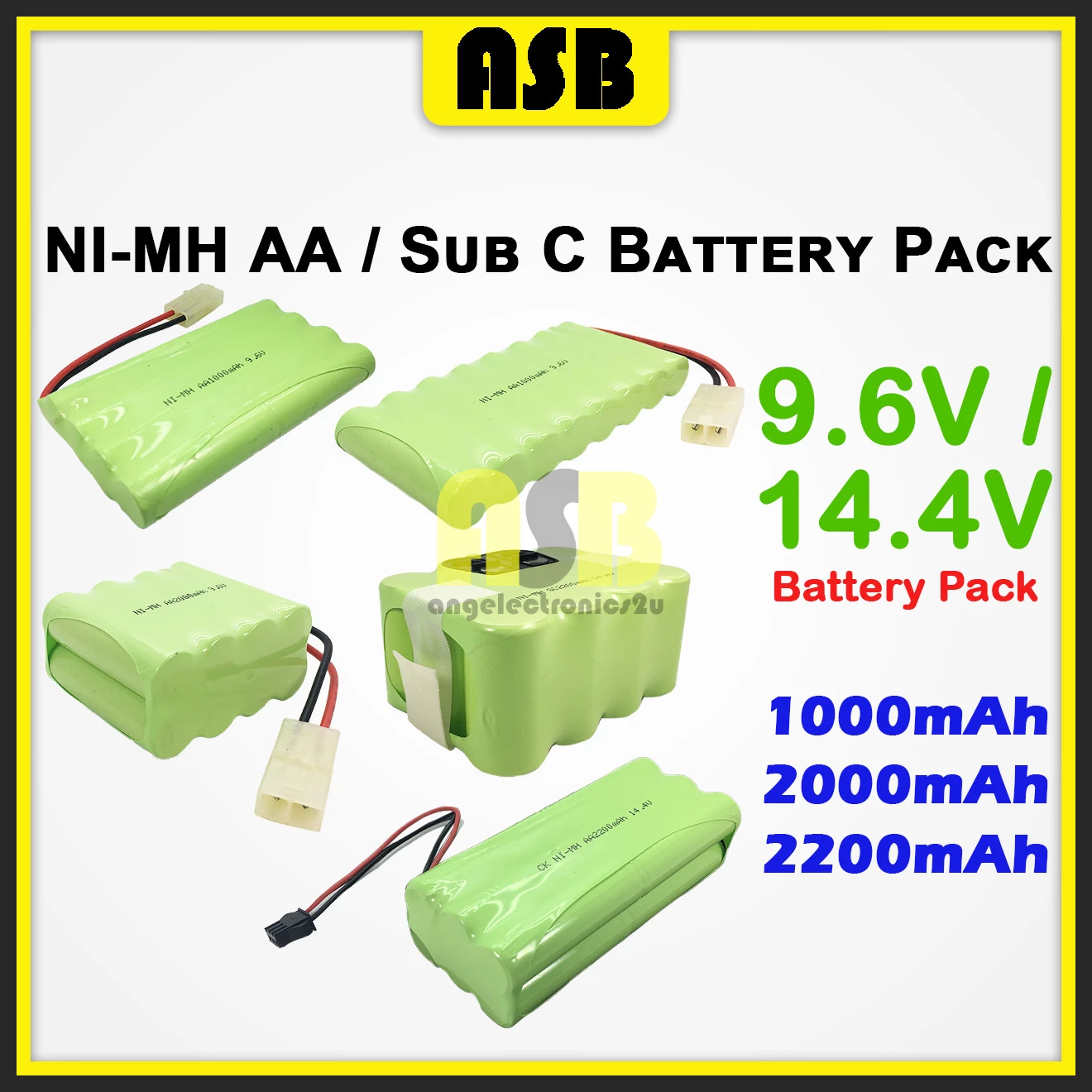 (1pc) NI-MH AA / SUB C Battery Pack ( 9.6V / 14.4V ) ( 1000MAH / 2000MAH / 2200MAH )