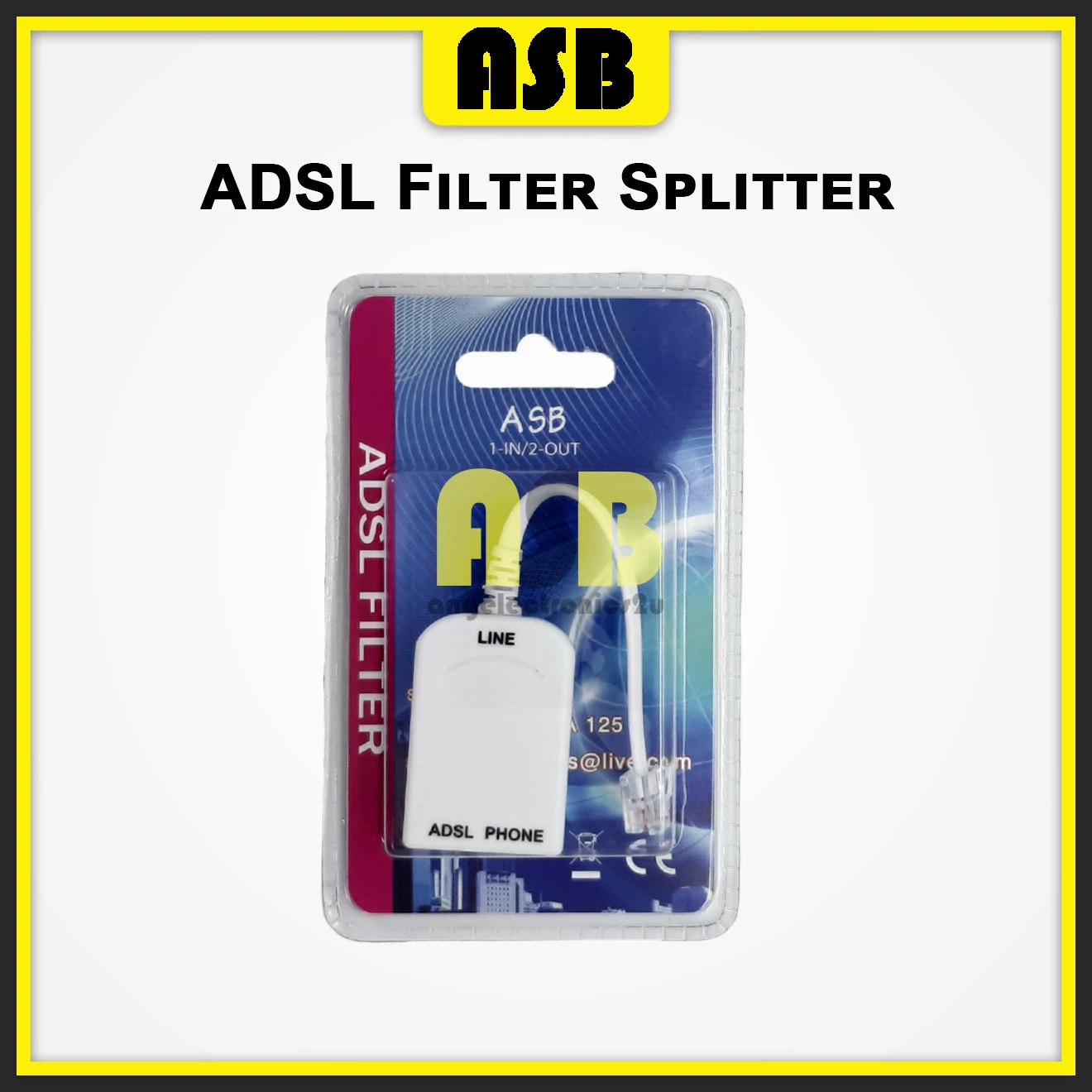 (1pc) ASB A-125 ADSL Filter Splitter with Surge Protector ( 061009092 )