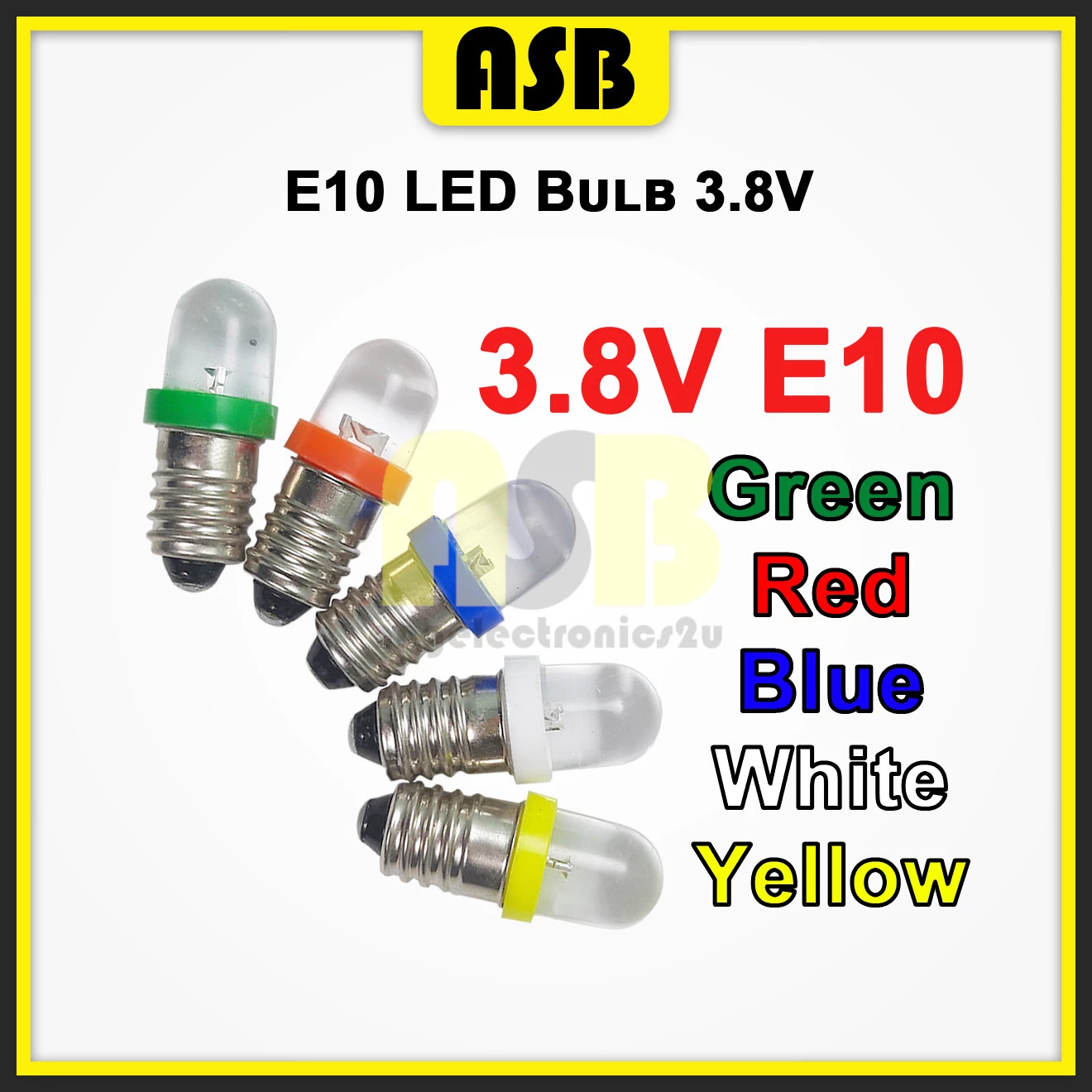 (1pc) E10 LED Bulb 3.8V ( Red / Yellow / White / Green / Blue )