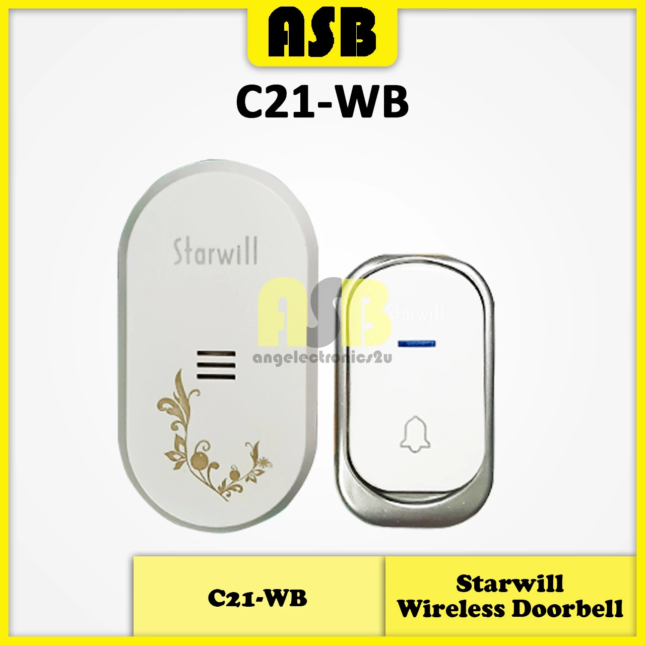 (1pc) Starwill Wireless Door Bell UK 3 Pin Plug 150M Range Home Remote Doorbell Loceng Pintu Rumah 門鈴