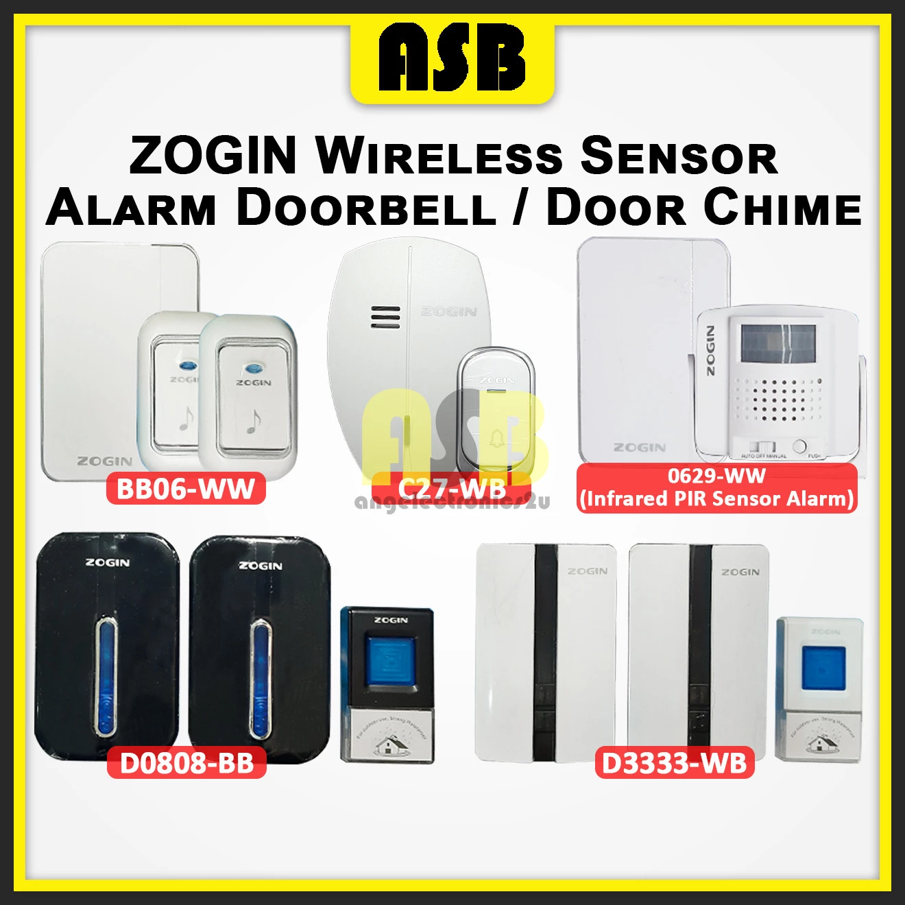 (1pc) Zogin Wireless Sensor Alarm Doorbell / Door Chime UK 3 Pin Plug Home Remote Door Bell Loceng Pintu Rumah 門鈴