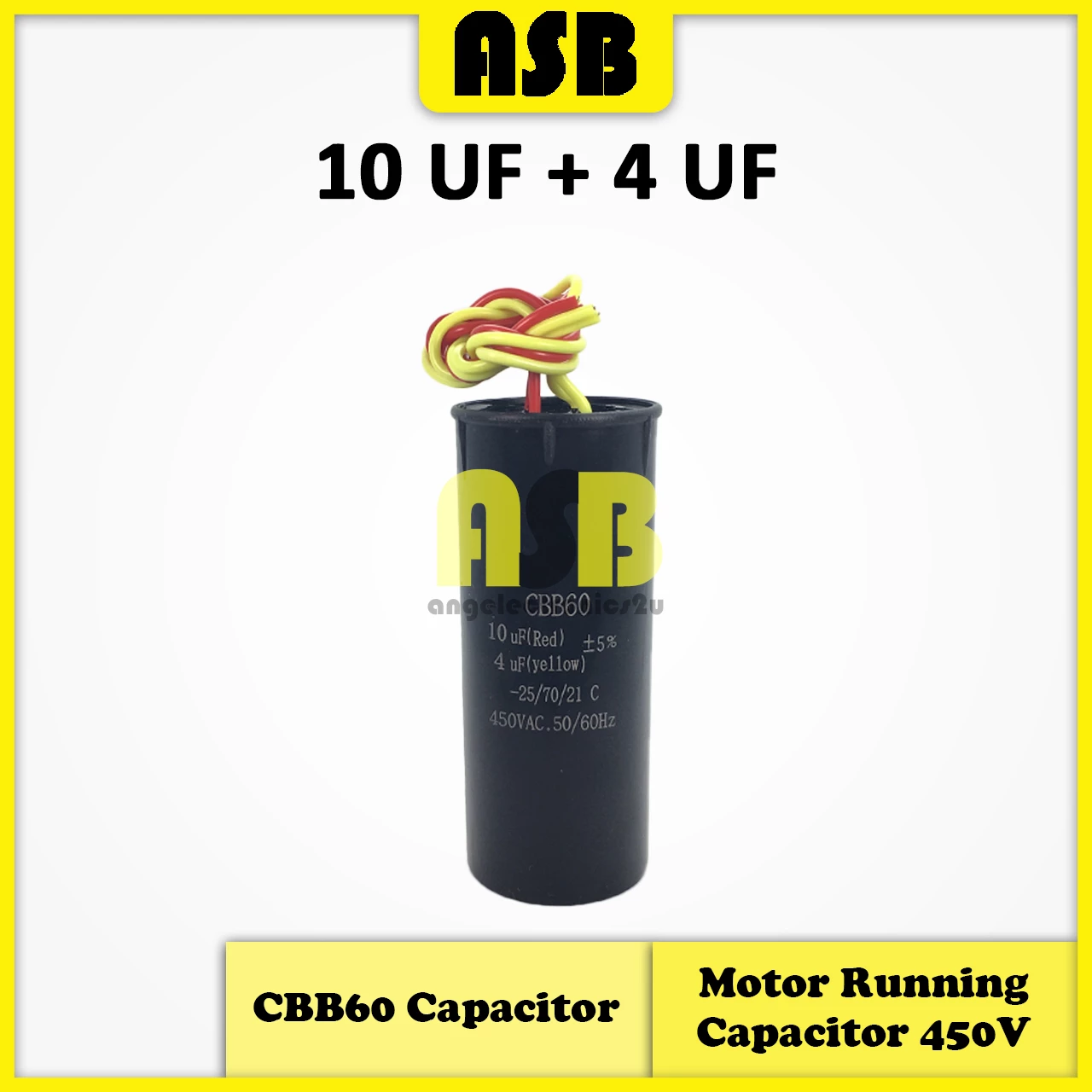 (1pc) CBB60 Capacitor 450V ( 10 UF + 4 UF / 12 UF + 5 UF / 14 UF + 6 UF )