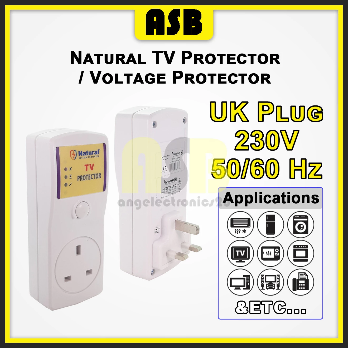 (1pc) Natural Voltage Protector / TV Protector / Lightning Protector / Surge Protector Adapter ( 7A ) 230V UK Plug
