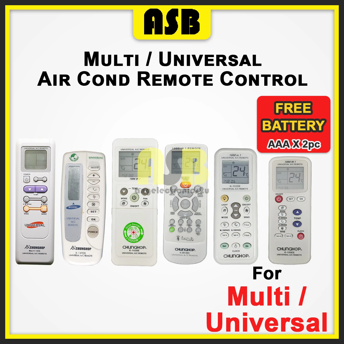 (1pc) CHUNGHOP Multi / Universal Air Cond Aircond Conditioner Remote Control Alat Kawalan Jauh Penghawa Dingin 空调遥控器