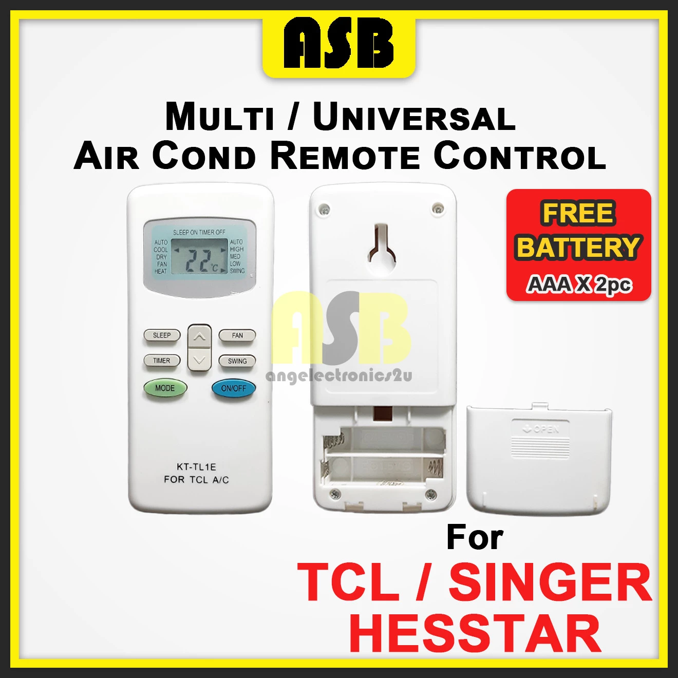 (1pc) ( Compatible : TCL / Singer / Hesstar ) Multi / Universal Air Cond Aircond Conditioner Remote Control 空调遥控器