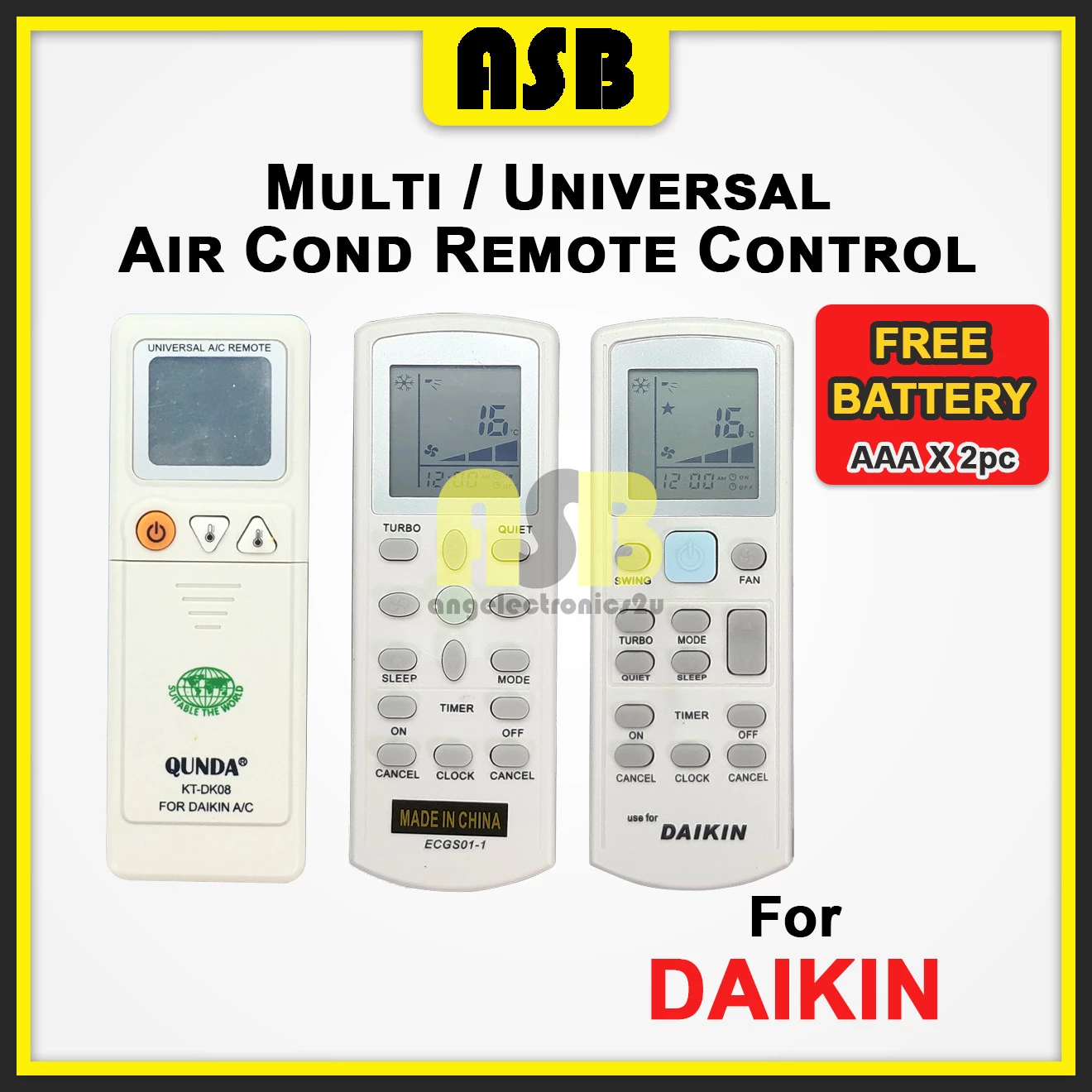 (1pc) ( Compatible : Daikin ) Multi / Universal Air Cond Aircond Conditioner Remote Control 空调遥控器