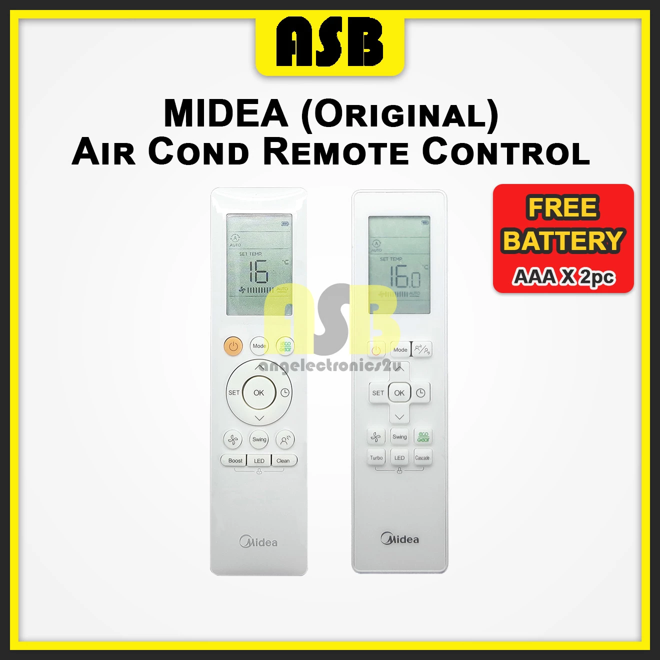 (1pc) ( Original ) Midea Air Cond Aircond Conditioner Remote Control Alat Kawalan Jauh Penghawa Dingin 空调遥控器