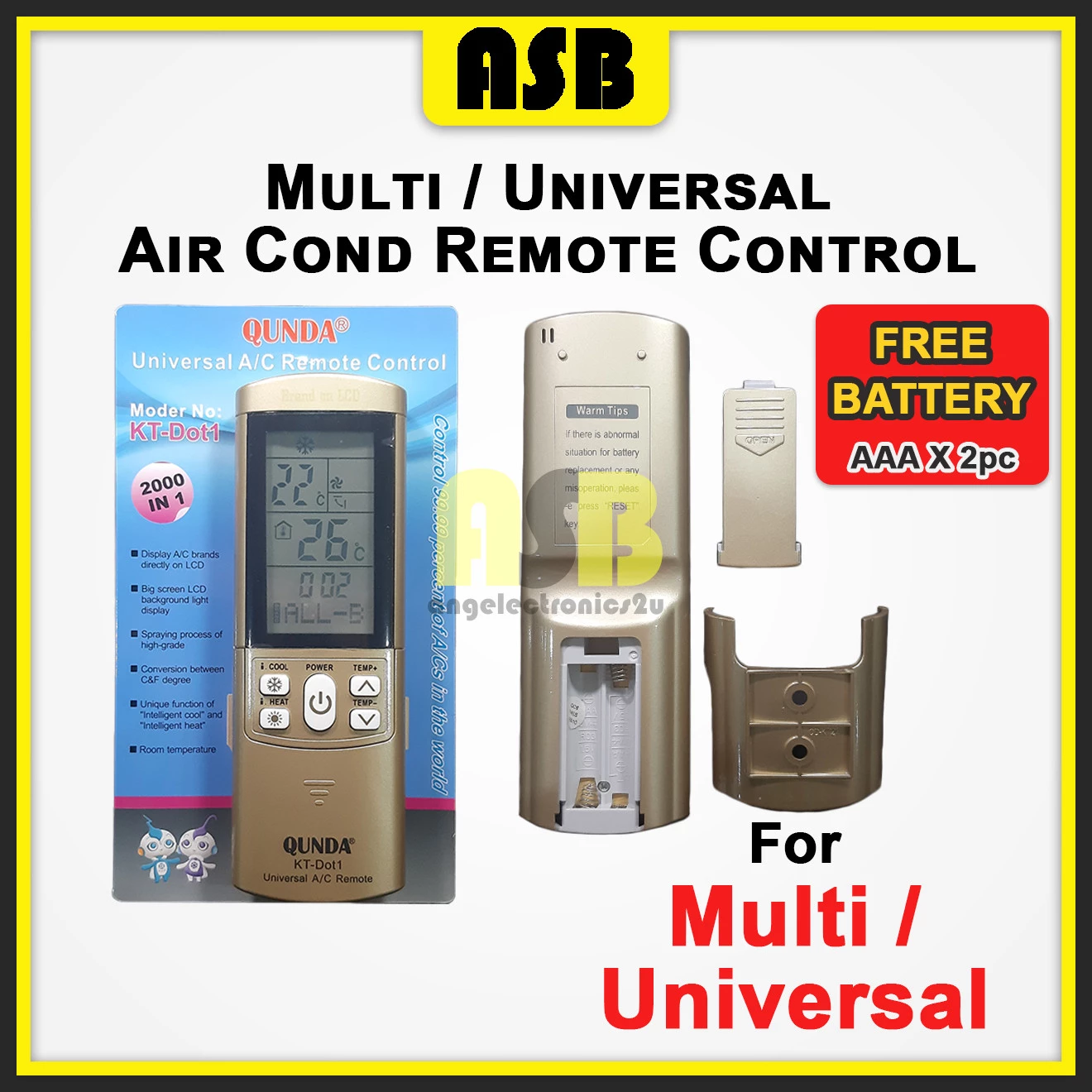 (1pc) Qunda Multi / Universal Air Cond Aircond Conditioner Remote Control Alat Kawalan Jauh Penghawa Dingin 空调遥控器