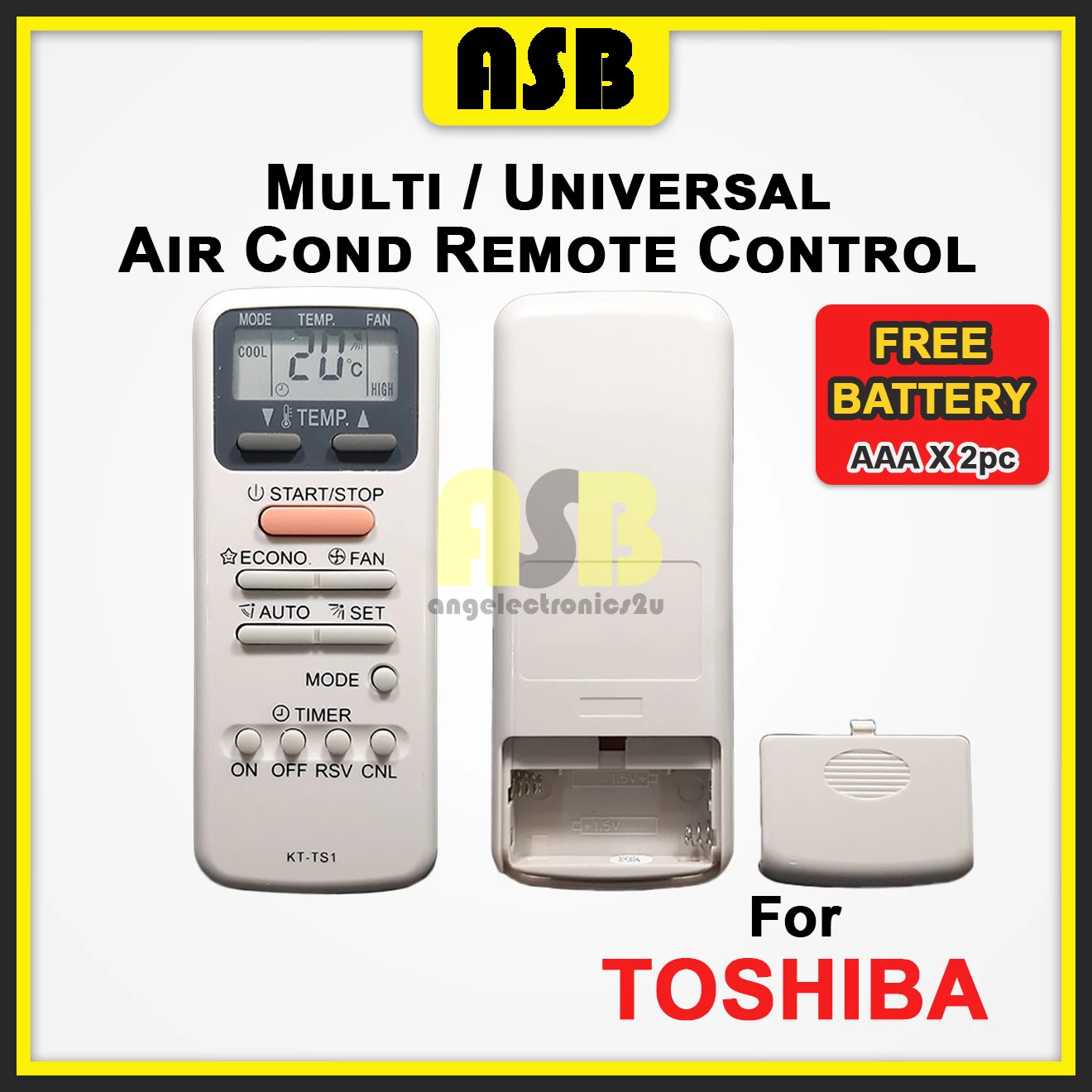 (1pc) ( Compatible : Toshiba ) Multi / Universal Air Cond Aircond Conditioner Remote Control 空调遥控器