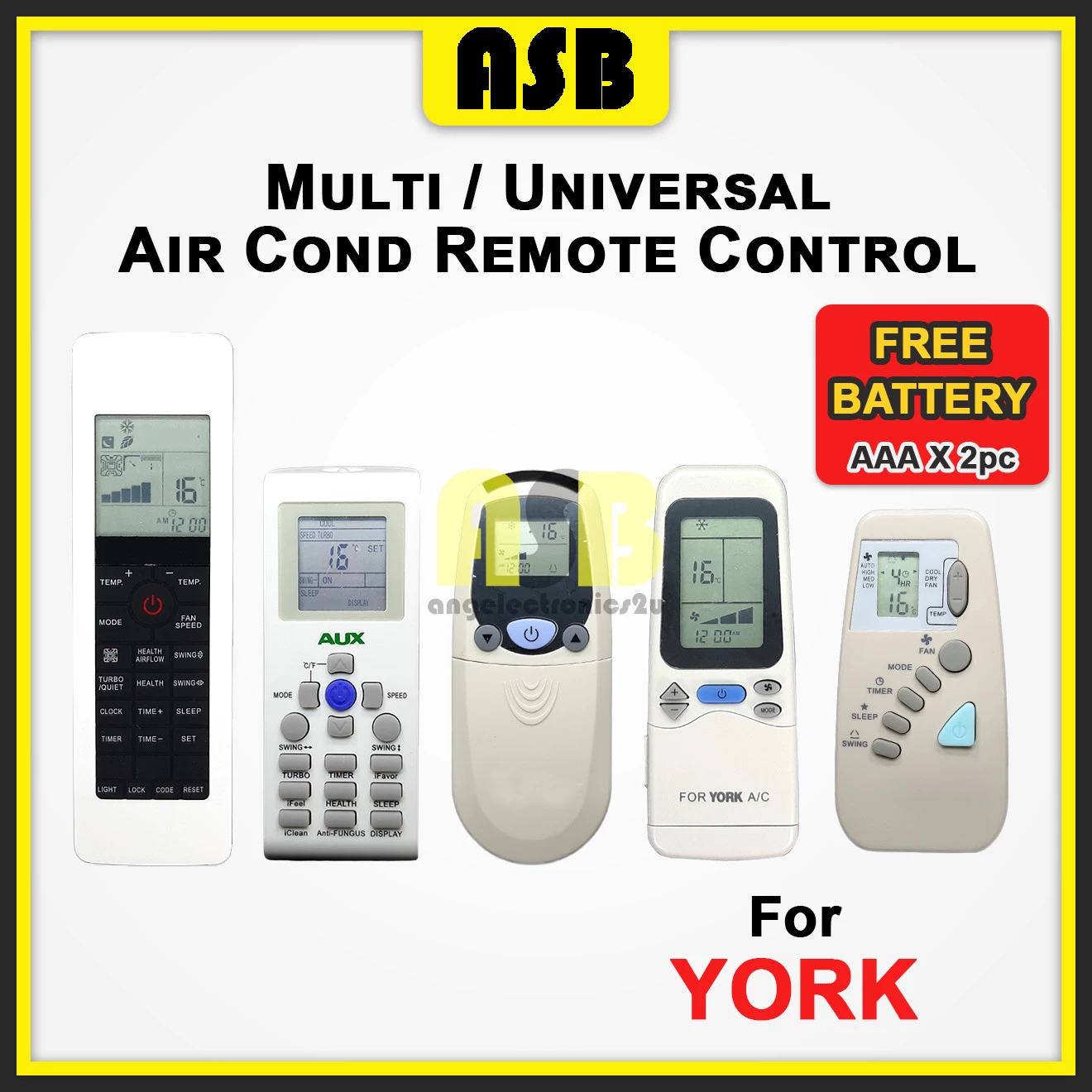 (1pc) ( Compatible : York ) Multi / Universal Air Cond Aircond Conditioner Remote Control 空调遥控器