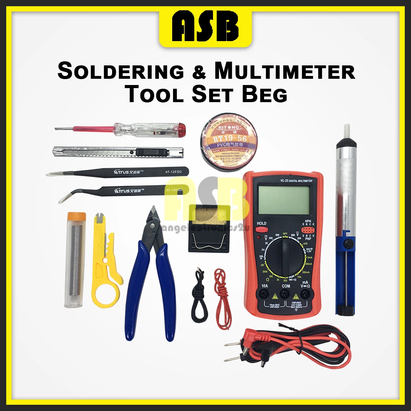 (1set) Soldering & Digital Multimeter Tool Set Beg