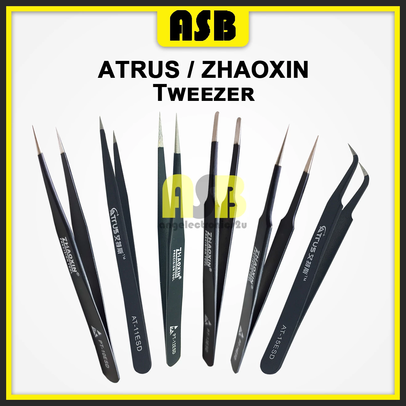 (1pc) ATRUS / ZHAOXIN AT 11 / 15 / PT 10 / 11 / 12 / 13 / 14 / 15 ESD Anti-Static Stainless Steel Tweezer / Pinset 镊子