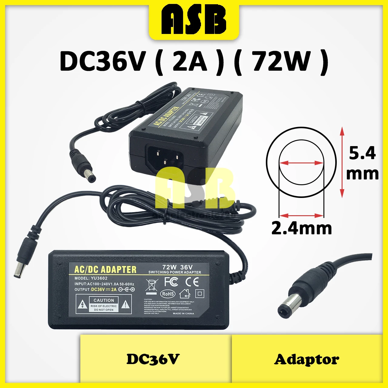 (1pc) Adaptor DC36V / 48V ( 2A / 3A ) 72W / 96W / 144W Power Adapter