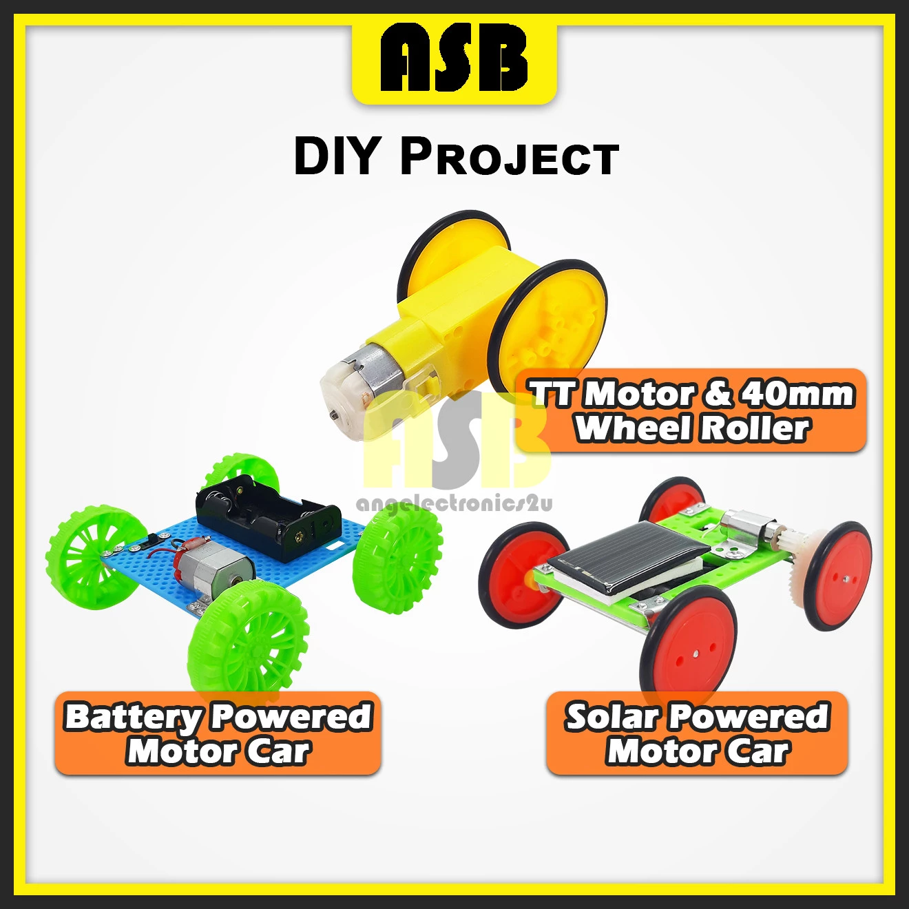 (1pc) DIY Project / Battery / Solar Powered Motor / TT Motor & 40mm Wheel Roller