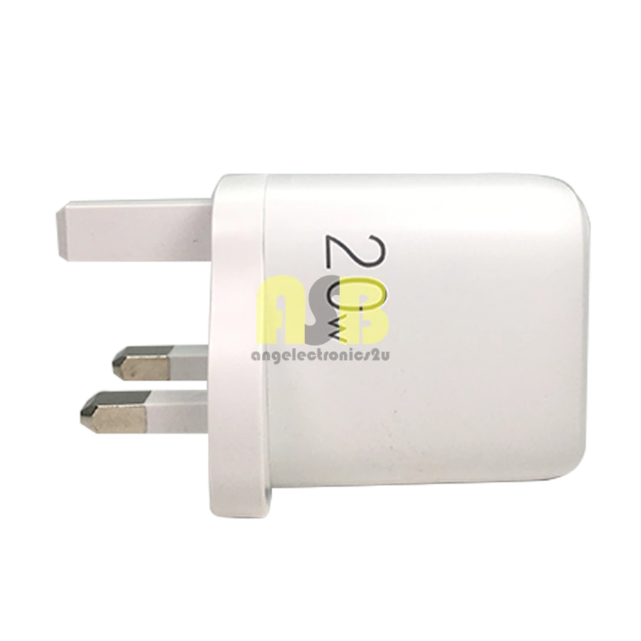 (1pc) Type C & USB Charger Adapter 20W UK 3 Pin Plug DC 5V 3A Kepala Charger 充电头