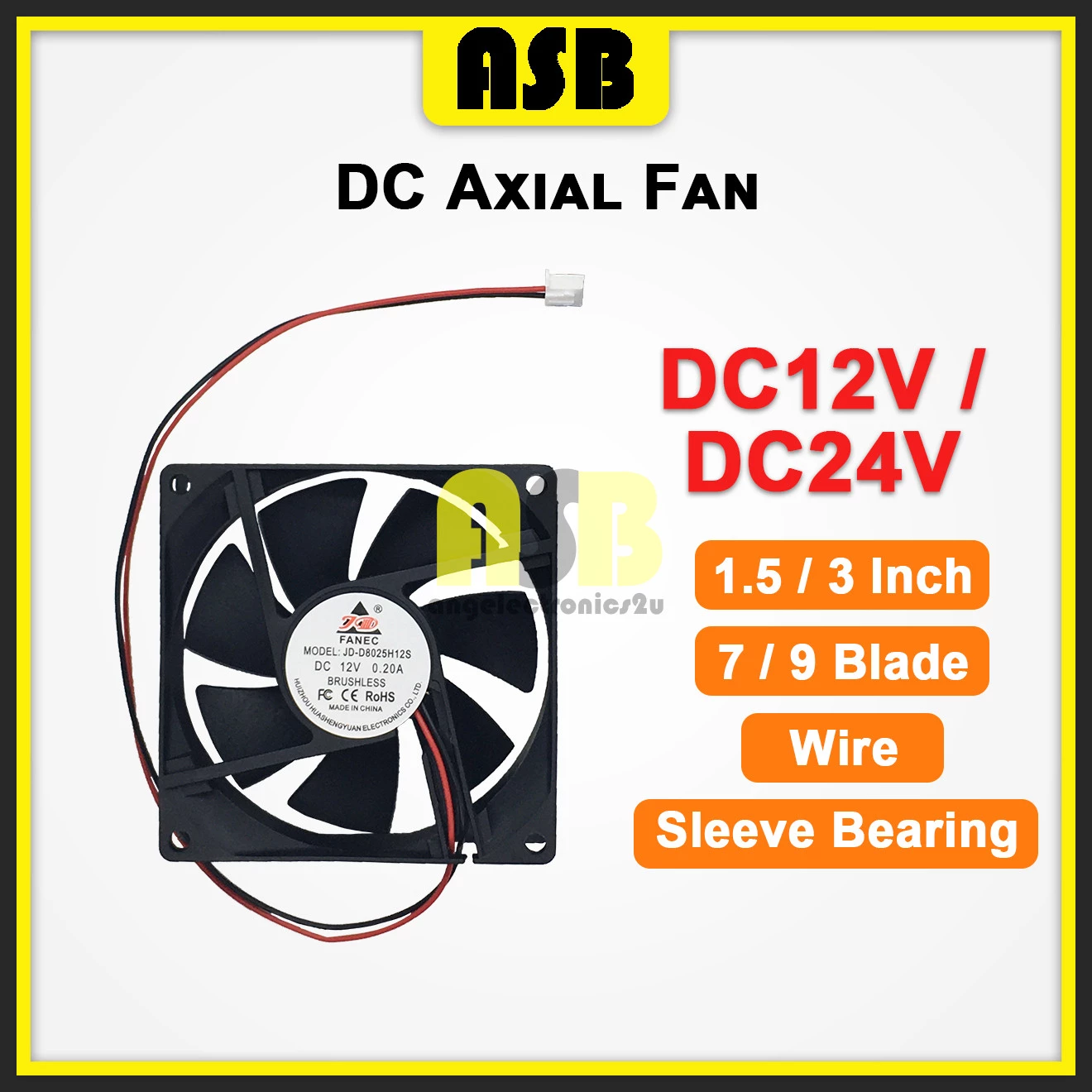 (1pc) DC Axial Fan DC12V / 24V ( 1.5