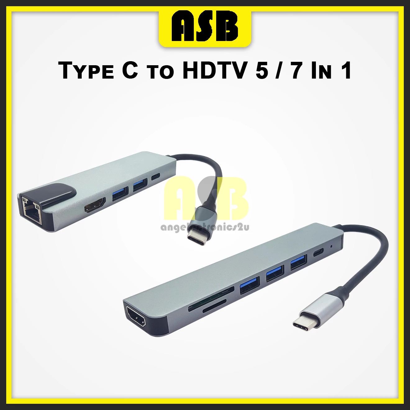 (1pc) Type C to LAN & Type C USB 3.0 & HDMI Converter / HDMI & Type C PD & 3 USB & TF & SD Converter ( 5 / 7 in 1 )