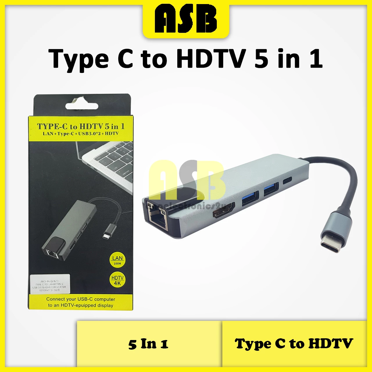 (1pc) Type C to LAN & Type C USB 3.0 & HDMI Converter / HDMI & Type C PD & 3 USB & TF & SD Converter ( 5 / 7 in 1 )