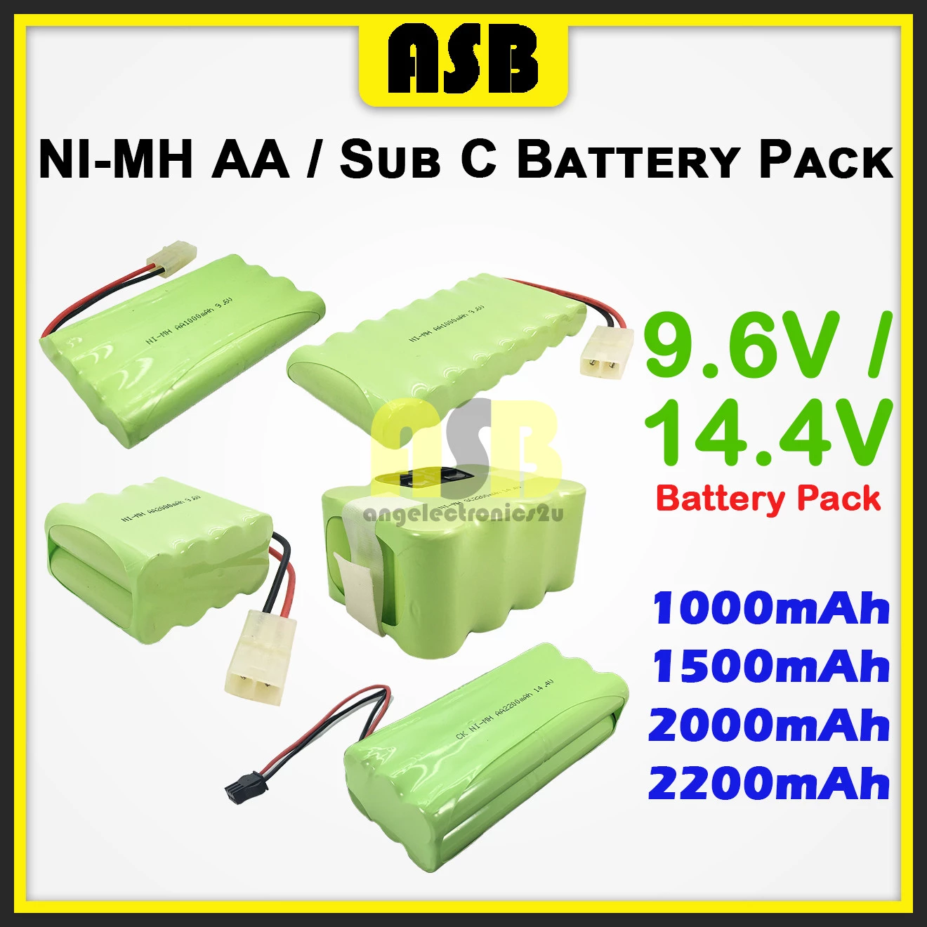 (1pc) NI-MH AA / SUB C Battery Pack ( 9.6V / 14.4V ) ( 1000MAH / 1500MAH / 2000MAH / 2200MAH )