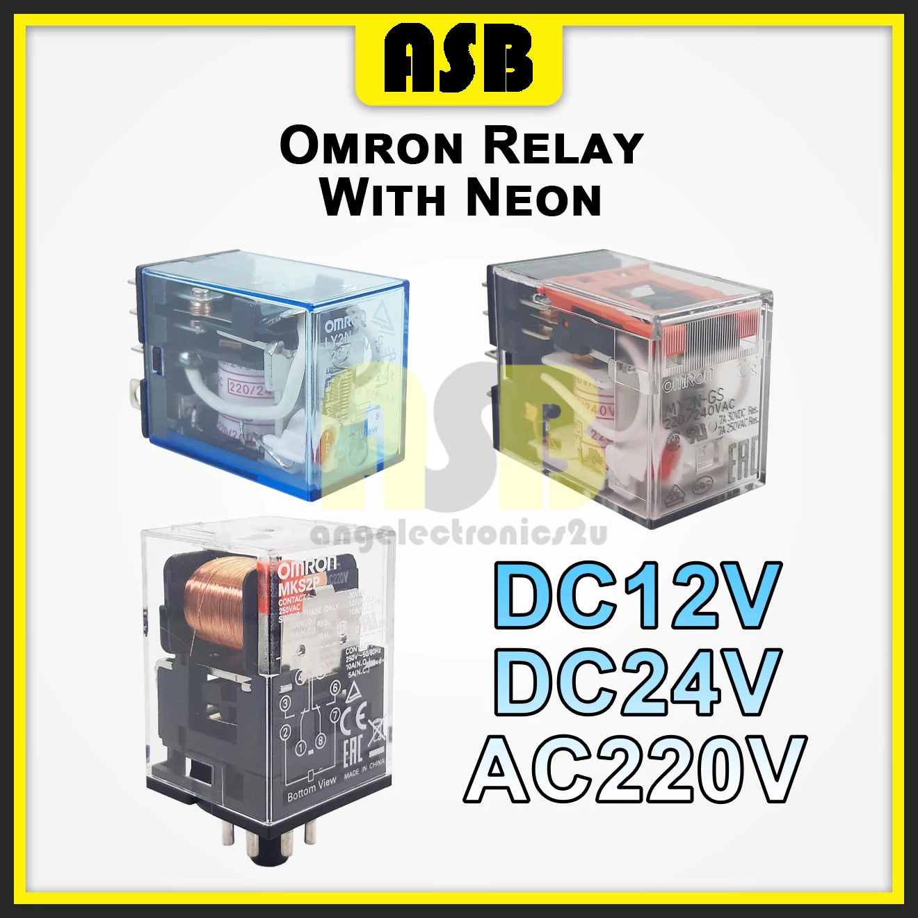 (1pc) Omron Relay DC12V / DC24V / AC220V ( 8 Pin / 14 Pin ) ( Neon )