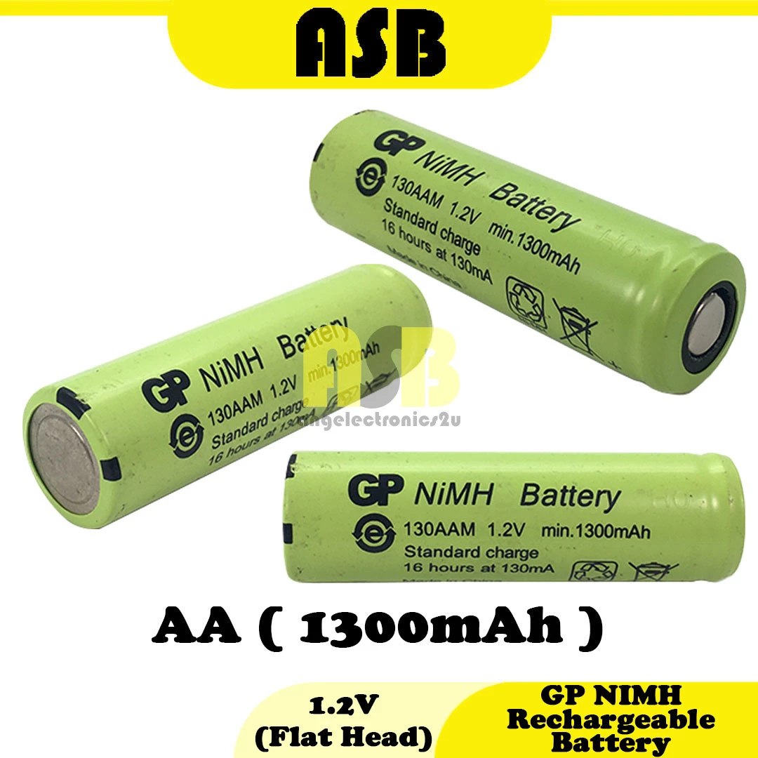 (1pc) GP 130AAM NiMH Rechargeable battery ( Flat ) ( 1300mAH ) ( 033013045 )