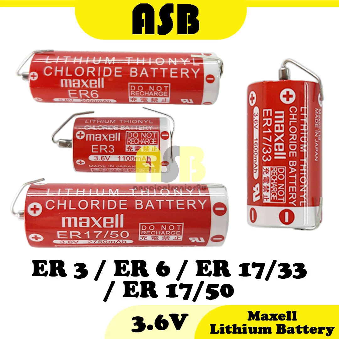 (1pc) MAXELL Lithium Battery 3.6V ( ER3 / ER17/33 / ER6 / ER17/50 ) ( Pin )