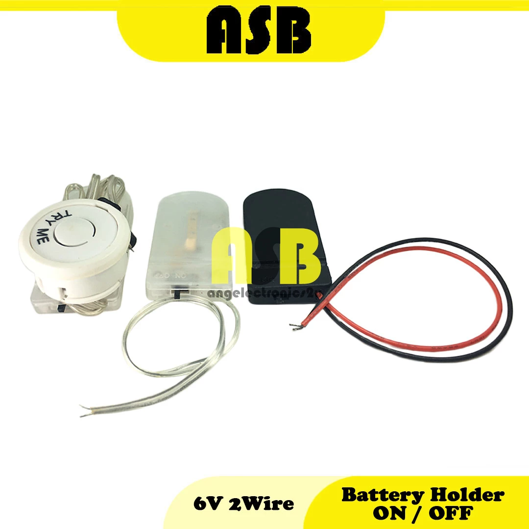 (1pc) Battery Holder ( CR2032 ) 6V Push / ( ON / OFF ) 2 Wire