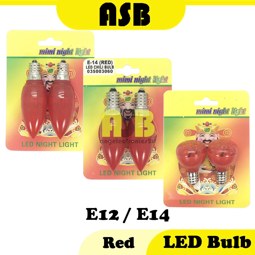 (2pcs) LED Bulb E12 / E14 ( Chili / Round ) ( Red )