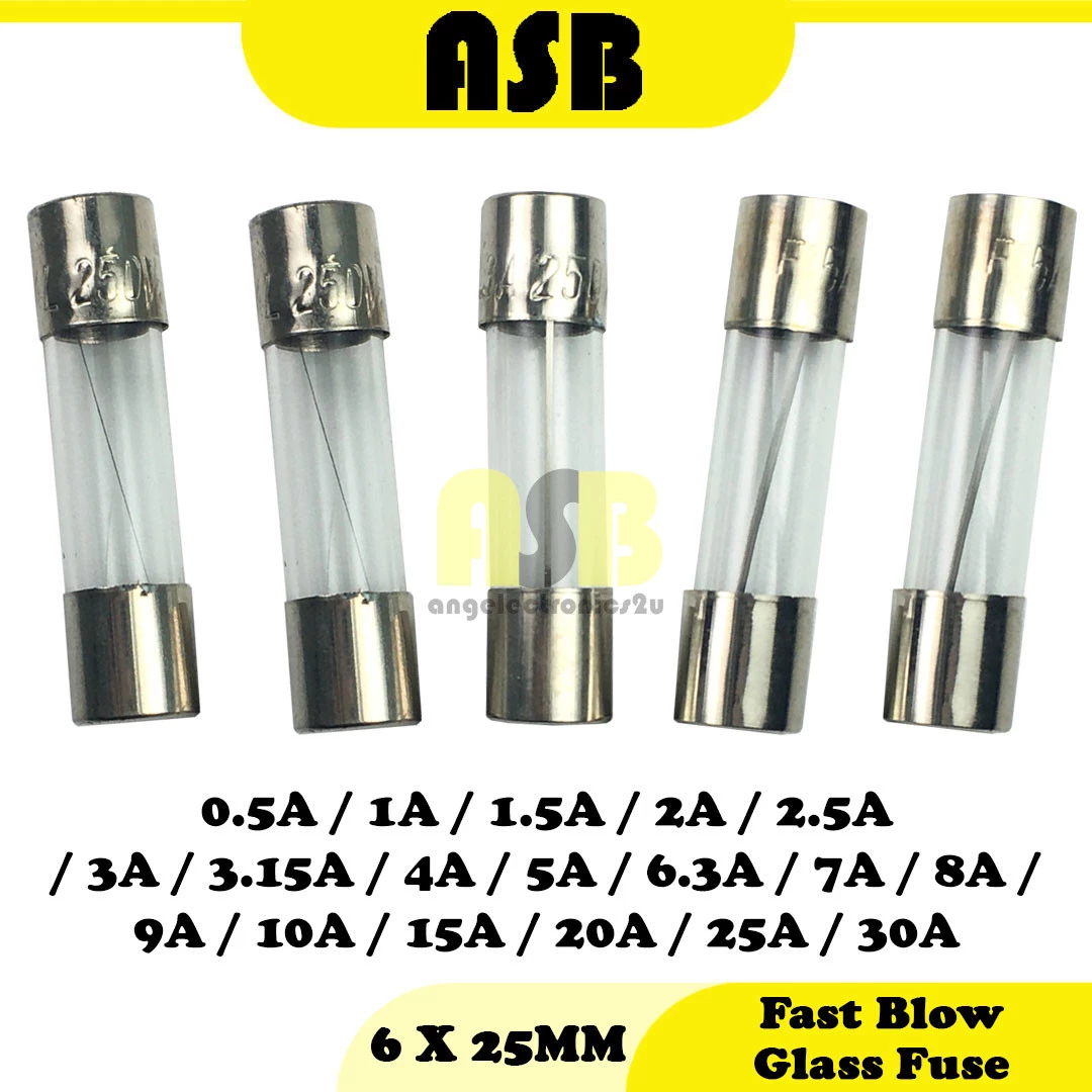 ( 5pcs ) Fast Blow Glass Fuse ( 6X25MM )