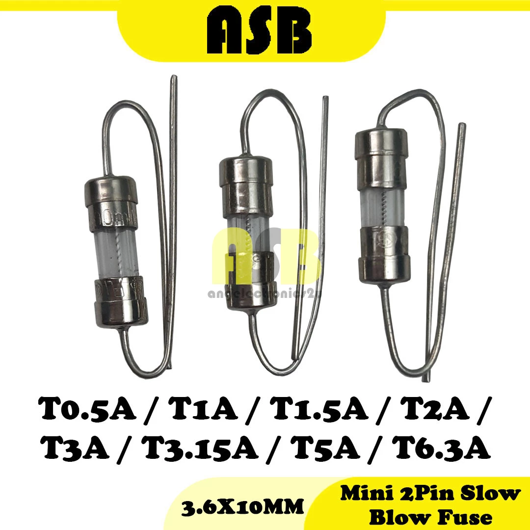 (1pc) Mini 2 Pin Slow Blow Fuse ( 3.6X10MM ) ( T0.5A / T1A / T1.5A / T2A / T3A / T3.15A / T5A / T6.3A )