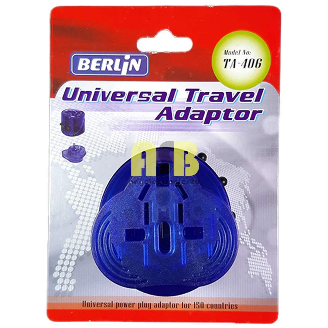 (1pc) BERLIN Universal Travel Adaptor TA-406 ( EU Type C / AU / US / UK ) ( 001001058 )