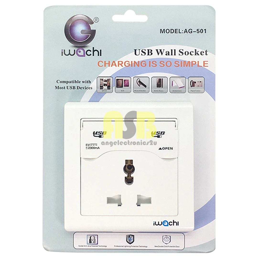 (1pc) IWACHI Multi Wall Socket with USB Ports ( 543009047 )