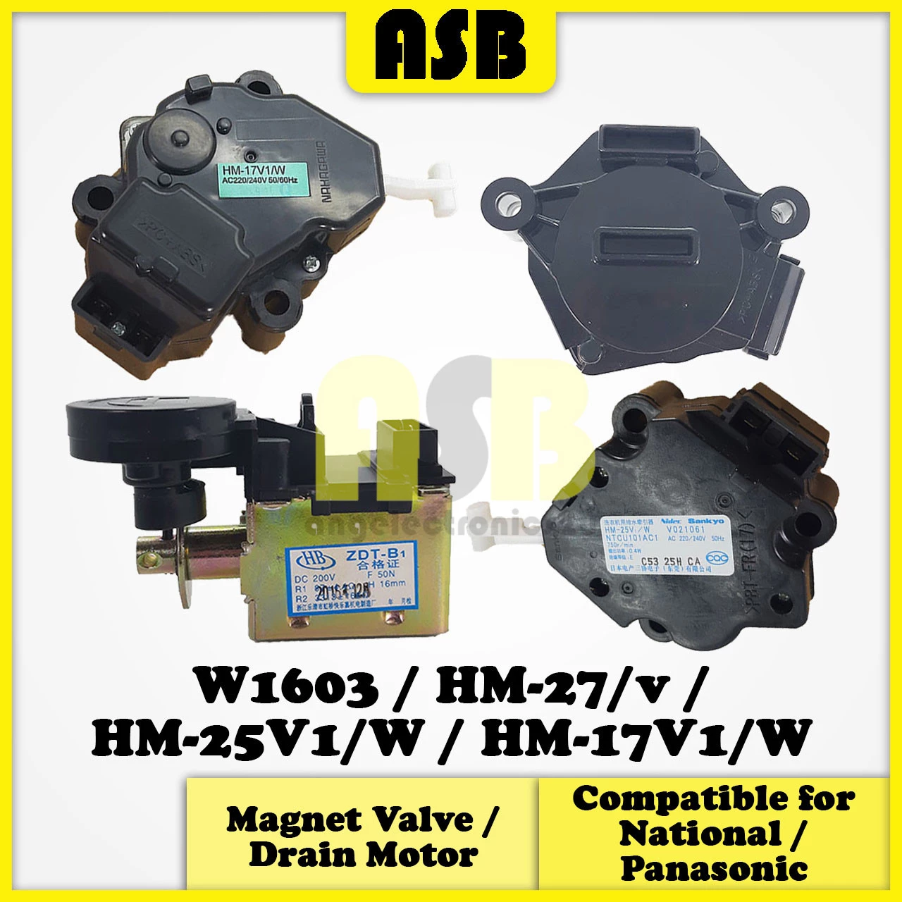 (1pc) ( Compatible : NATIONAL / PANASONIC) Washing Machine Magnet Valve DC 200V / Drain Motor / Valve / Motor Keluar Air