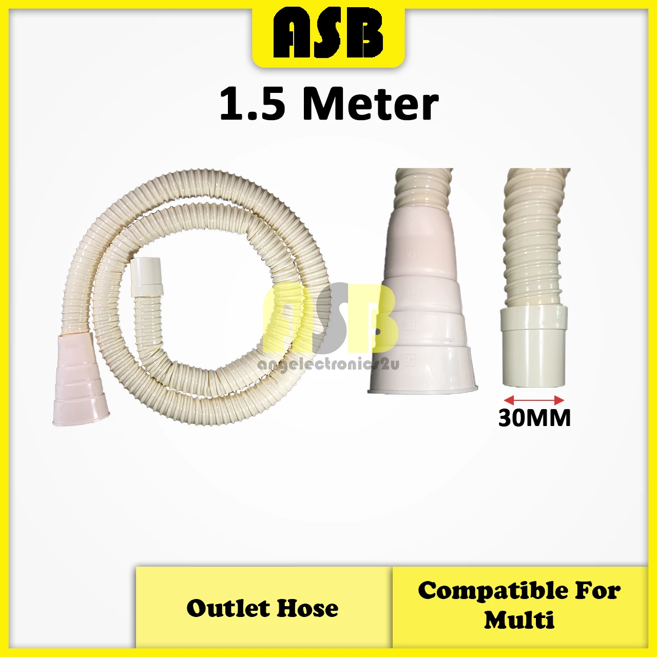 (1pc) ( Compatible : Multi ) Washing Machine Outlet Hose 1.5 / 2 / 3 Meter ( 1 Soft Hole , 1 Hard Hole )