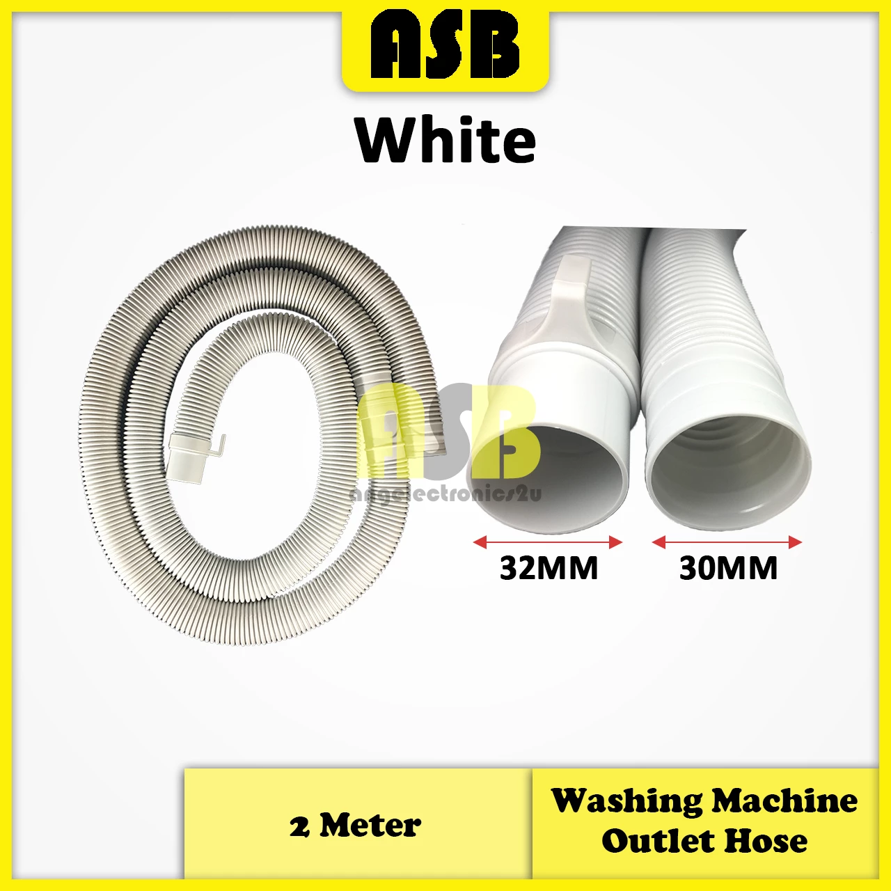 (1pc) Washing Machine Outlet Hose 2 Meter ( White ) ( Flexible )