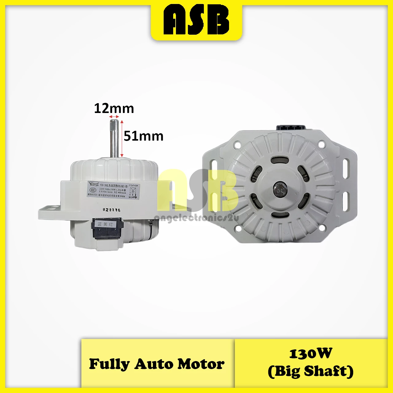 (1pc) ( Compatible Brand : Multi / Universal ) Washing Machine Fully Auto Motor 130W (Big Shaft) (661011033)