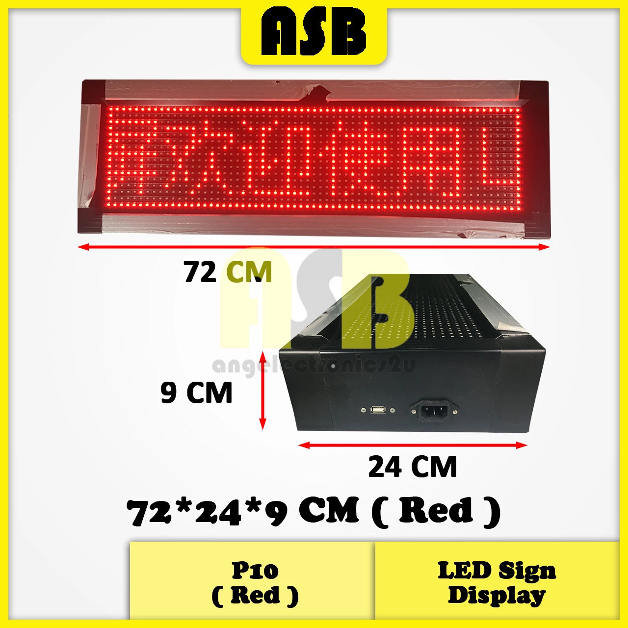 (1pc) LED Sign Display P10 ( 72*24*9 CM / 103*24*9 CM ) ( Red )